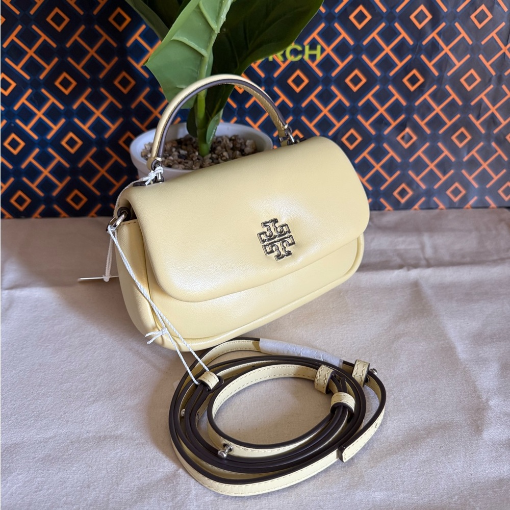 NWT ,Tory Burch Britten puffy mini top handle in yellow Yellow Crossbody - Picture 5 of 15